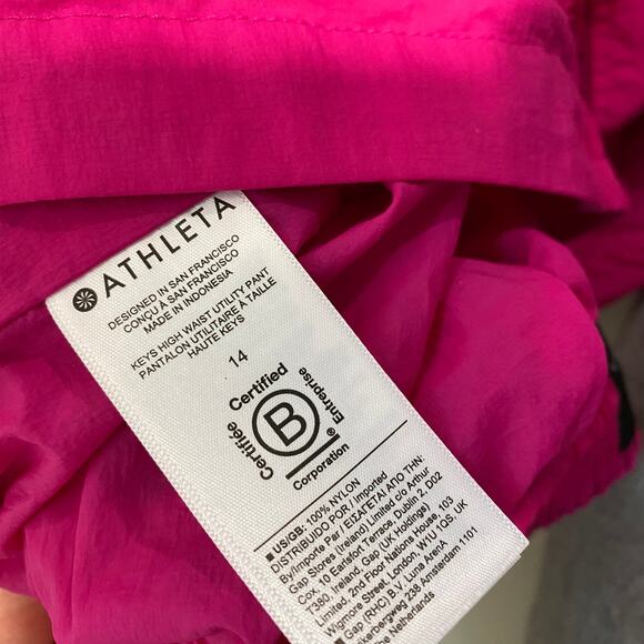 Athleta x Alicia Keys Women's High Waist Utility Pants Magenta Pink 14 Lined - Picture 9 of 9